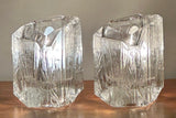 Pair of 1970s German Peill & Putzler Glacier Glass Table Lamps