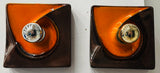 Pair of 1970s German Ceramic Fat Lava Orange & Brown Wall Lights