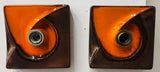 Pair of 1970s German Ceramic Fat Lava Orange & Brown Wall Lights