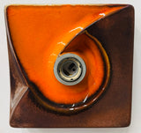 Pair of 1970s German Ceramic Fat Lava Orange & Brown Wall Lights