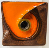Pair of 1970s German Ceramic Fat Lava Orange & Brown Wall Lights