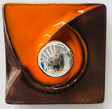 Pair of 1970s German Ceramic Fat Lava Orange & Brown Wall Lights