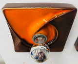 Pair of 1970s German Ceramic Fat Lava Orange & Brown Wall Lights