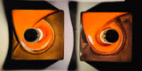 Pair of 1970s German Ceramic Fat Lava Orange & Brown Wall Lights