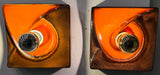 Pair of 1970s German Ceramic Fat Lava Orange & Brown Wall Lights