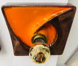 Pair of 1970s German Ceramic Fat Lava Orange & Brown Wall Lights