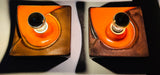 Pair of 1970s German Ceramic Fat Lava Orange & Brown Wall Lights