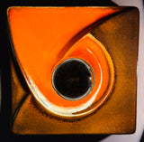 Pair of 1970s German Ceramic Fat Lava Orange & Brown Wall Lights