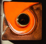 Pair of 1970s German Ceramic Fat Lava Orange & Brown Wall Lights