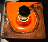 Pair of 1970s German Ceramic Fat Lava Orange & Brown Wall Lights
