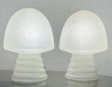 Pair of 1980s HB Glass Holland Mushroom Speckled Lamps