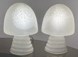 Pair of 1980s HB Glass Holland Mushroom Speckled Lamps