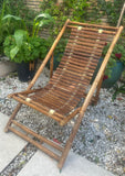 Pair of 1980s Italian Bamboo Deck Chairs or Sun Loungers