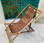 Pair of 1980s Italian Bamboo Deck Chairs or Sun Loungers