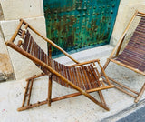 Pair of 1980s Italian Bamboo Deck Chairs or Sun Loungers