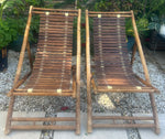 Pair of 1980s Italian Bamboo Deck Chairs or Sun Loungers