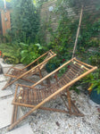 Pair of 1980s Italian Bamboo Deck Chairs or Sun Loungers