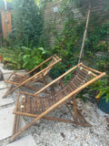 Pair of 1980s Italian Bamboo Deck Chairs or Sun Loungers