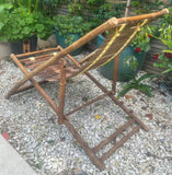 Pair of 1980s Italian Bamboo Deck Chairs or Sun Loungers