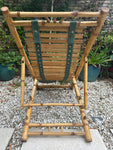 Pair of 1980s Rustic Italian Golden Bamboo Deck Chairs or Sun Loungers