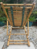 Pair of 1980s Rustic Italian Golden Bamboo Deck Chairs or Sun Loungers