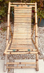 Pair of 1980s Rustic Italian Golden Bamboo Deck Chairs or Sun Loungers