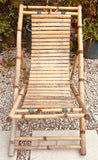 Pair of 1980s Rustic Italian Golden Bamboo Deck Chairs or Sun Loungers