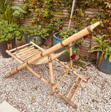 Pair of 1980s Rustic Italian Golden Bamboo Deck Chairs or Sun Loungers