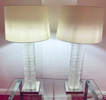 Pair of Crystal Strata Column Porta Romana Table Lamps