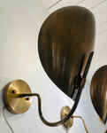 Pair of Contemporary Brass "Beetle" Wall Sconce Uplighters