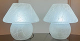 Pair of 1970s German Frosted Glass Mushroom Table Lamps