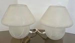 Pair of 1970s German Frosted Glass Mushroom Table Lamps