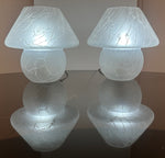 Pair of 1970s German Frosted Glass Mushroom Table Lamps