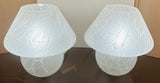 Pair of 1970s German Frosted Glass Mushroom Table Lamps