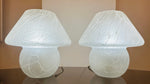 Pair of 1970s German Frosted Glass Mushroom Table Lamps