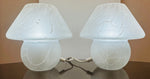 Pair of 1970s German Frosted Glass Mushroom Table Lamps