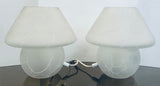 Pair of 1970s German Frosted Glass Mushroom Table Lamps