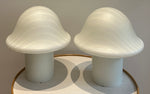 Pair of Large 1970s Putzler Striped Glass Mushroom Table Lamps