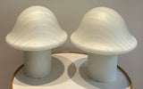 Pair of Large 1970s Putzler Striped Glass Mushroom Table Lamps