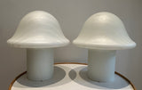 Pair of Large 1970s Putzler Striped Glass Mushroom Table Lamps