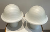 Pair of Large 1970s Putzler Striped Glass Mushroom Table Lamps