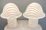 Pair of Large 1970s Putzler Striped Glass Mushroom Table Lamps