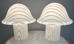 Pair of Large 1970s Putzler Striped Glass Mushroom Table Lamps