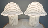 Pair of Large 1970s Putzler Striped Glass Mushroom Table Lamps