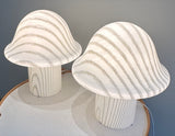Pair of Large 1970s Putzler Striped Glass Mushroom Table Lamps