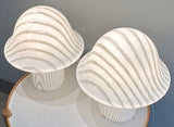 Pair of Large 1970s Putzler Striped Glass Mushroom Table Lamps