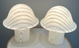 Pair of Large 1970s Putzler Striped Glass Mushroom Table Lamps