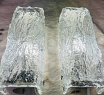 Pair of Small 1970s German Kaiser Iced Glass Wall Lights