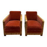 Pair of Swedish Art Deco Zebra Wood Club Chairs