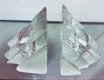 Pair of 1970s Peill & Putzler Iced Glass Bookend Candleholders